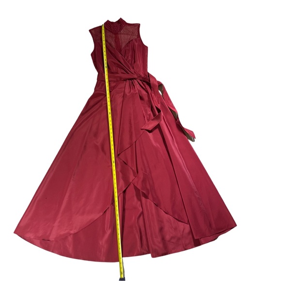 Vintage Burgundy 1980s Nylon and Lace Long Dress with Matching Shrug Jacket - Picture 8 of 15